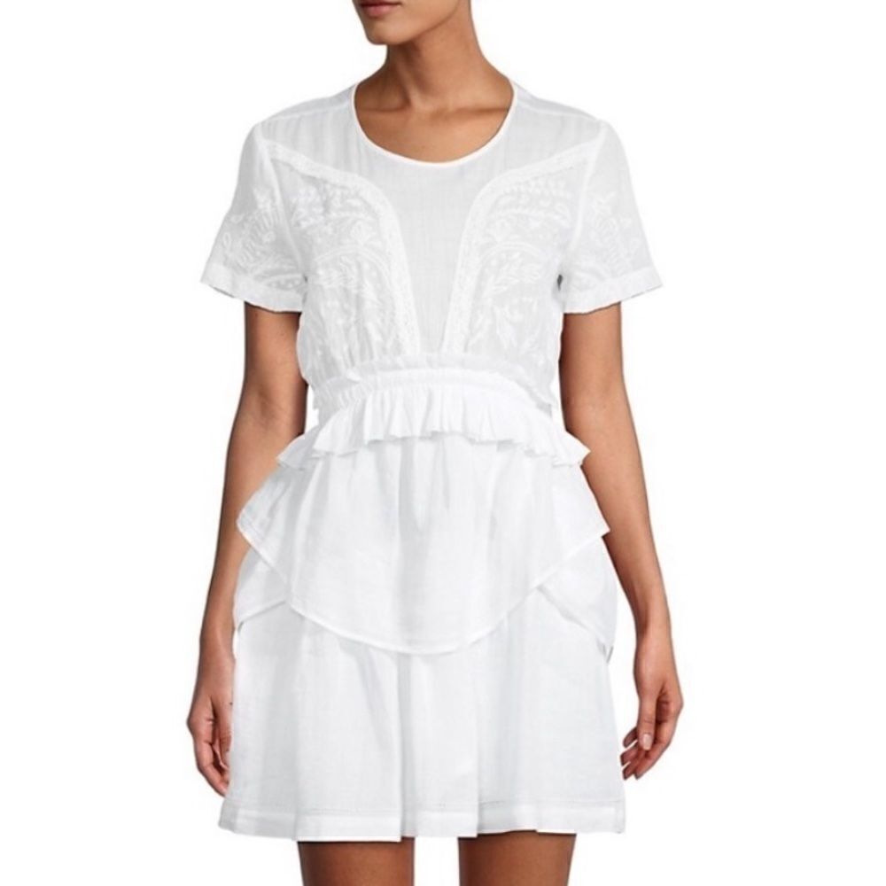 ✨NWT IRO Fiore Ruffled Embroidered Mini Dress EU 32 / US 0